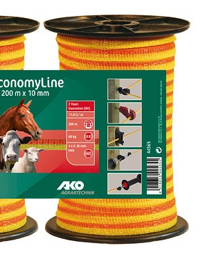 44565 EconomyLine Weideband gelb/orange 10 mm, Weidezaun, Leitermaterial, Weidezaundrähte