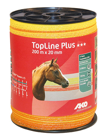 TopLine Plus Weidezaunband gelb/orange 20mm, Zaunbau, Weidezaunlitzen